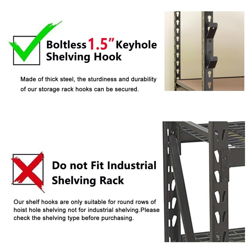 Wallmaster Boltless Shelving Hook Organizer Kit,7 Pcs Adjustable Storage Hanging Accessories for 1.5 inch Keyhole Rack,Garage Heavy Duty Tool Storage System - Image 4