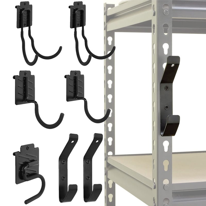 Wallmaster Boltless Shelving Hook Organizer Kit,7 Pcs Adjustable Storage Hanging Accessories for 1.5 inch Keyhole Rack,Garage Heavy Duty Tool Storage System - Image 1