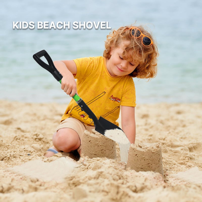 WIKER Beach Shovel,Kids Shovels for Digging,Short Handle Metal Shovel,Small Shovels for Gardening,Camping,Planting,28Inches,Green - Image 2