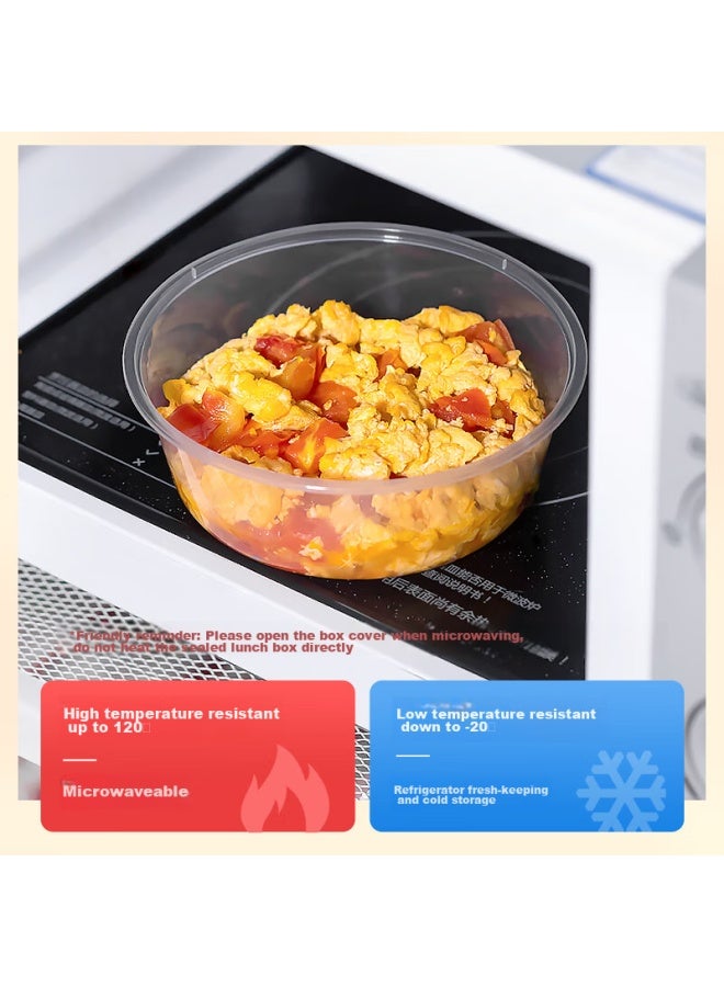Temeiju Disposable Round Transparent Lunch Boxes, Thickened With Lids, Picnic Takeout Boxes, Fruit Bento Boxes, 50 Sets, 1000 Pieces - Image 4