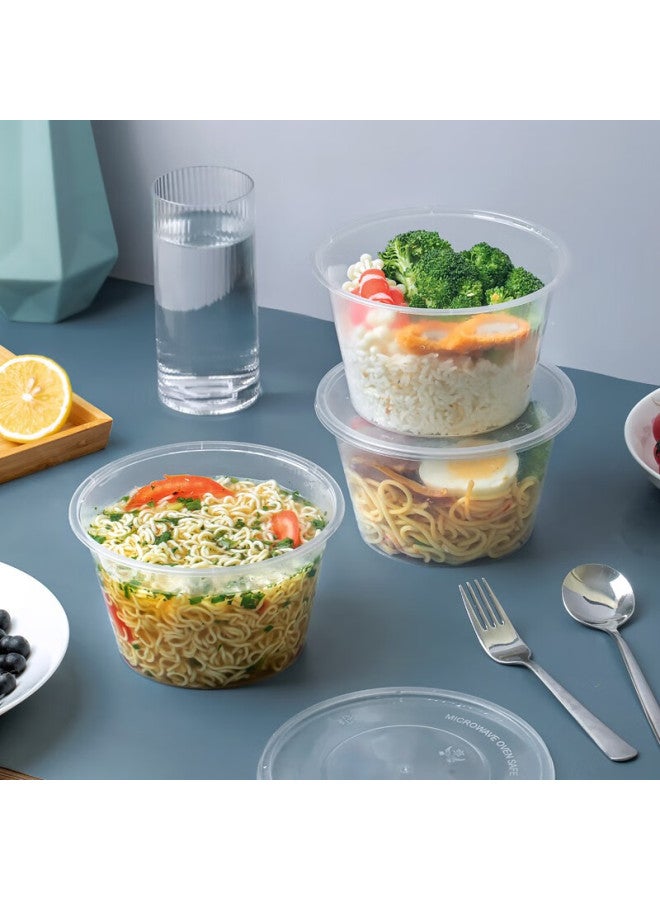 Temeiju Disposable Round Transparent Lunch Boxes, Thickened With Lids, Picnic Takeout Boxes, Fruit Bento Boxes, 50 Sets, 1000 Pieces - Image 1