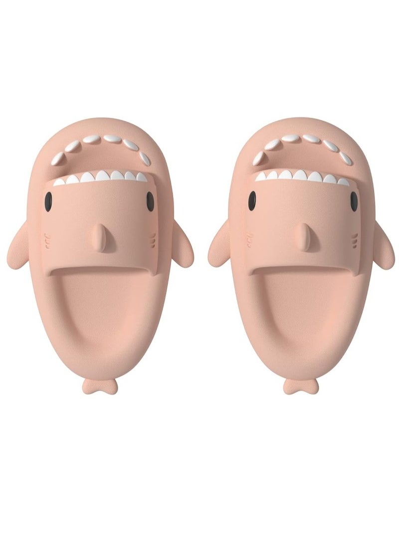 Alissa Kids Shark Themed Shark Slippers Cute Slipper Anti-Slip Novelty Open Toe Slides For Boy Girls (Pink-26-27EU) - Image 1