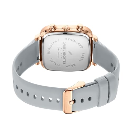 Daniel Hechter Paris Belleville Collection Modern Multi Functional Watch for Men with Square Dial and Silicon Band-DHM1002 (Grey) - Image 5