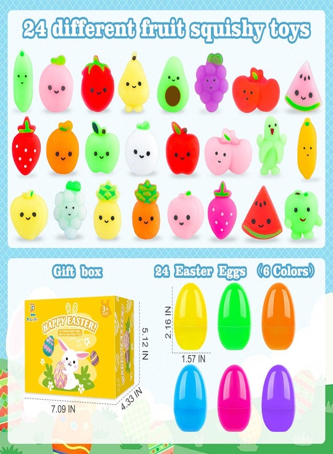 PaLeyFer 24 Pack Prefilled Easter Eggs with Squishy Fruits Toys Inside for Kids, Easter Basket Stuffers Fillers Mochi Stress Relief Toys for Easter Hunt, Party Favor, Easter Gifts, Classroom Prizes - Image 2