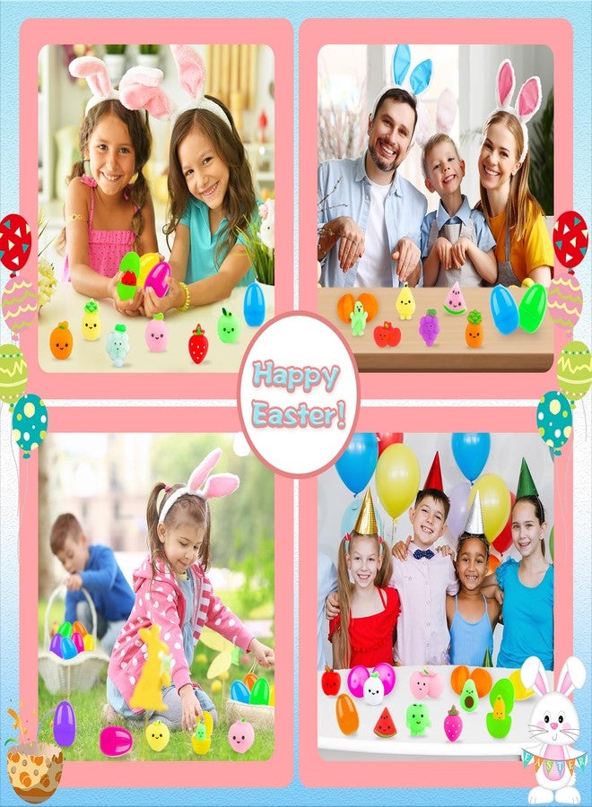 PaLeyFer 24 Pack Prefilled Easter Eggs with Squishy Fruits Toys Inside for Kids, Easter Basket Stuffers Fillers Mochi Stress Relief Toys for Easter Hunt, Party Favor, Easter Gifts, Classroom Prizes - Image 4