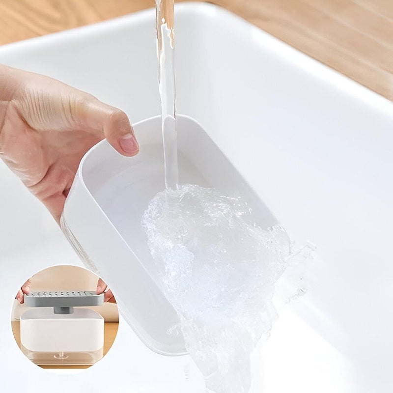 Sponge Holder - Stylish Liquid Soap Dispenser Featuring Practical Sponge Holder, 330 ml Capacity for Kitchen and Dishwasher Efficiency, Easy to Refill and Use (1 pcs) - Image 4