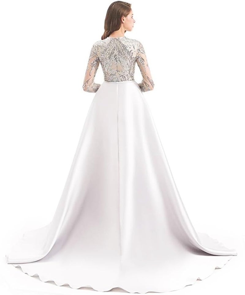Ikerenwedding Satin Detachable Train for Wedding Prom Party Dress Sweep-Train Overskirt White