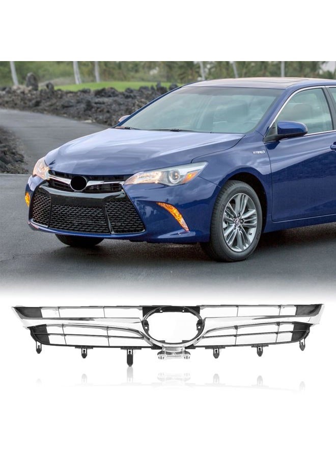 Kspeed Front Bumper Upper Grille for 2015 2016 2017 Toyota Camry LE SE XLE XSE, Black and Chrome Front Upper Grill Replace for 5310106411 TO1200377 - Image 1