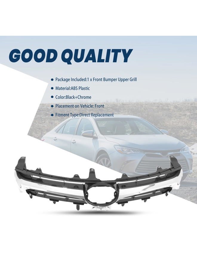 Kspeed Front Bumper Upper Grille for 2015 2016 2017 Toyota Camry LE SE XLE XSE, Black and Chrome Front Upper Grill Replace for 5310106411 TO1200377 - Image 5