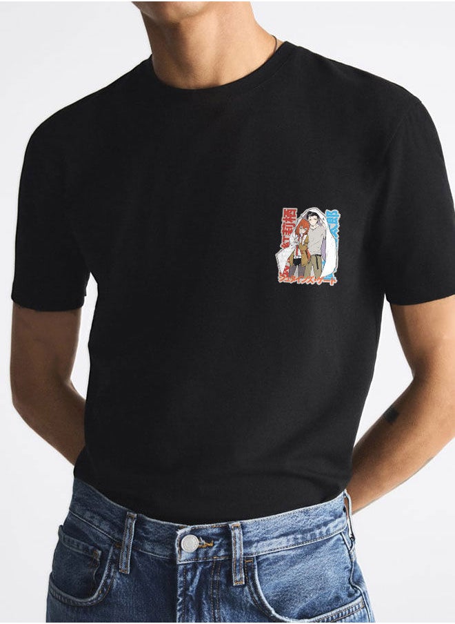 LOUD UNIVERSE - Steins Gate Black Tshirt Steins Gate Black Tee Anime Love Tee Anime Couple Rintarou Okabe-kurisu makise - Image 1