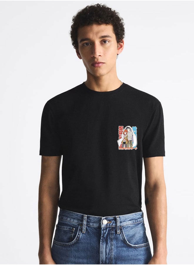 LOUD UNIVERSE - Steins Gate Black Tshirt Steins Gate Black Tee Anime Love Tee Anime Couple Rintarou Okabe-kurisu makise - Image 1