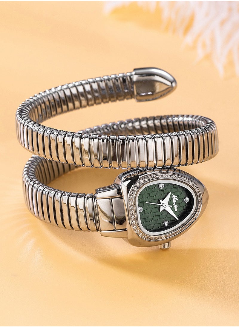 MISS FOX Women's Watch Snake Watch Snake Head Bracelet Stainless Steel with Diamonds Snake Watch  - Image 5