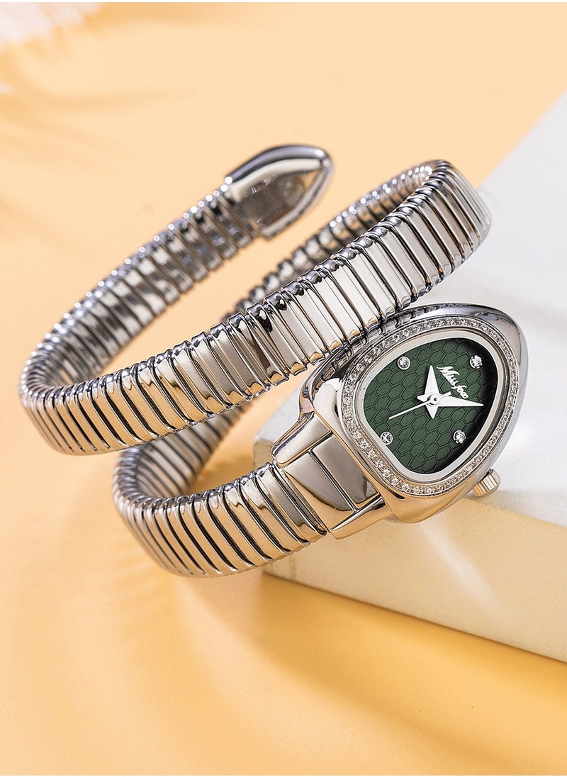 MISS FOX Women's Watch Snake Watch Snake Head Bracelet Stainless Steel with Diamonds Snake Watch  - Image 3