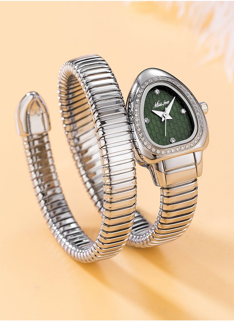 MISS FOX Women's Watch Snake Watch Snake Head Bracelet Stainless Steel with Diamonds Snake Watch  - Image 4