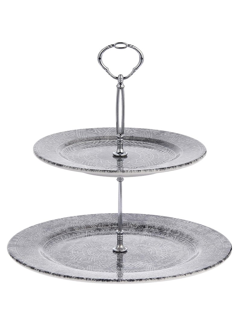 EDESSA حامل كعكة EDESSA جينكو من الخزف السيراميكي بطبقتين - 20 سم و27 سم - عرض أنيق وعملي للكعك والحلويات - Image 1