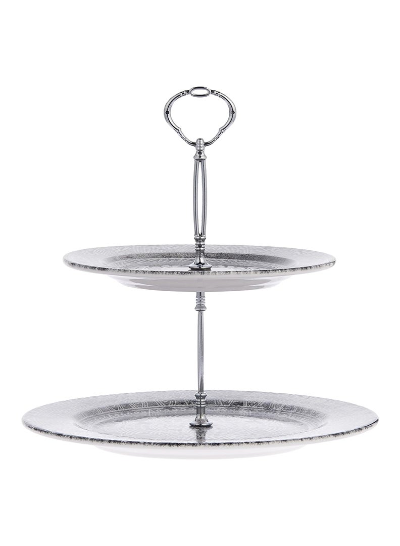 EDESSA حامل كعكة EDESSA جينكو من الخزف السيراميكي بطبقتين - 20 سم و27 سم - عرض أنيق وعملي للكعك والحلويات - Image 2