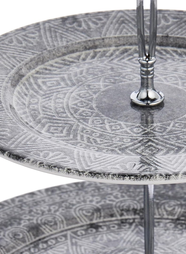 EDESSA حامل كعكة EDESSA جينكو من الخزف السيراميكي بطبقتين - 20 سم و27 سم - عرض أنيق وعملي للكعك والحلويات - Image 3