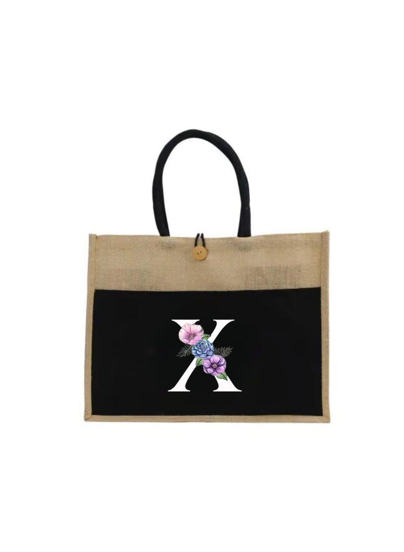 PRINTSHOP4ME Jute Bag Initial Letter Printed Design–Reusable,Durable Tote Bag For Gifting Or Everyday Use|Used For Festive Celebrations&Gifts For Special Person - Image 2