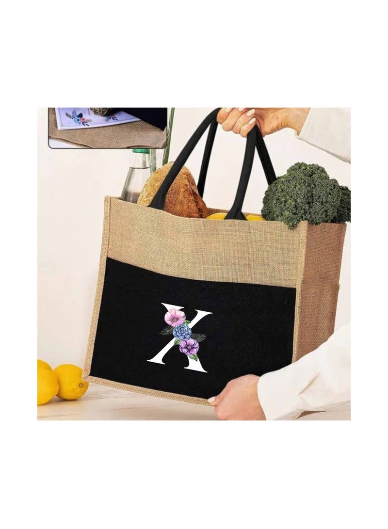 PRINTSHOP4ME Jute Bag Initial Letter Printed Design–Reusable,Durable Tote Bag For Gifting Or Everyday Use|Used For Festive Celebrations&Gifts For Special Person - Image 3