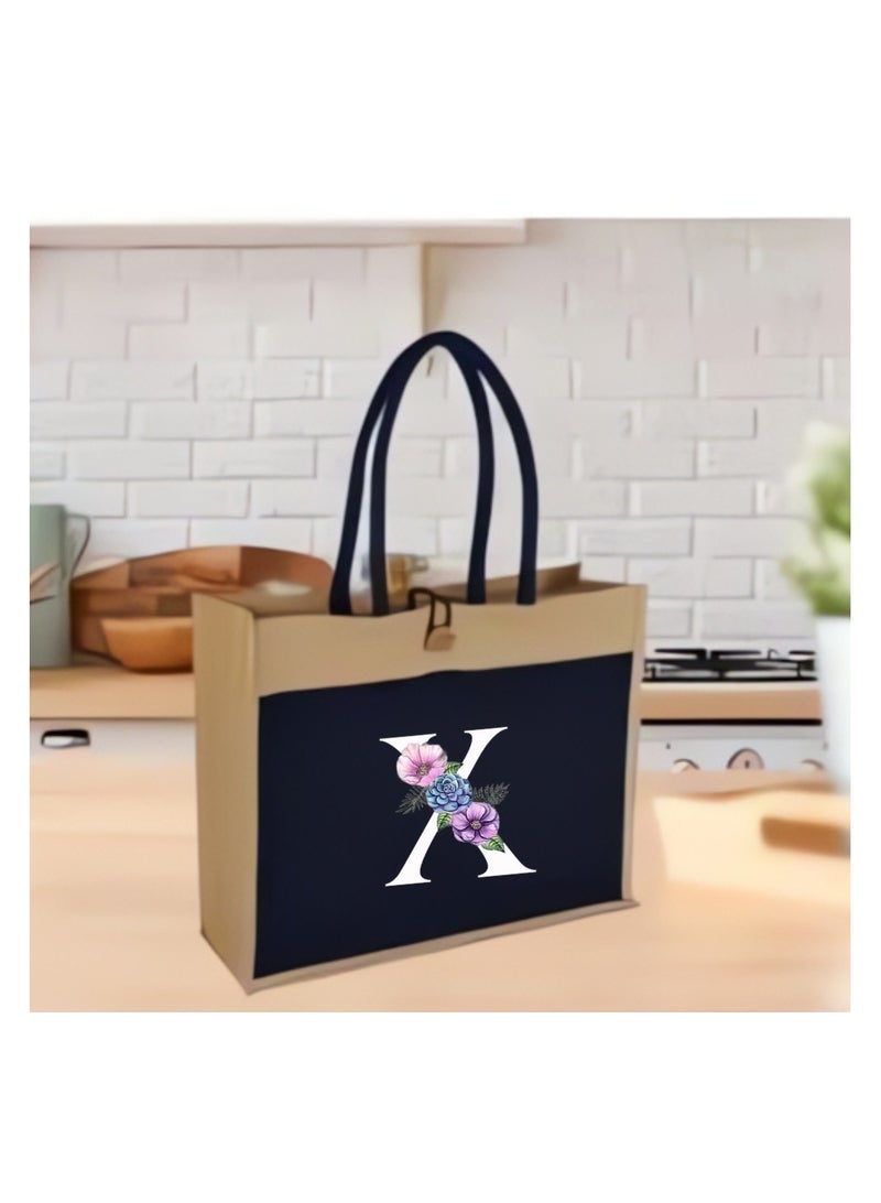 PRINTSHOP4ME Jute Bag Initial Letter Printed Design–Reusable,Durable Tote Bag For Gifting Or Everyday Use|Used For Festive Celebrations&Gifts For Special Person - Image 5