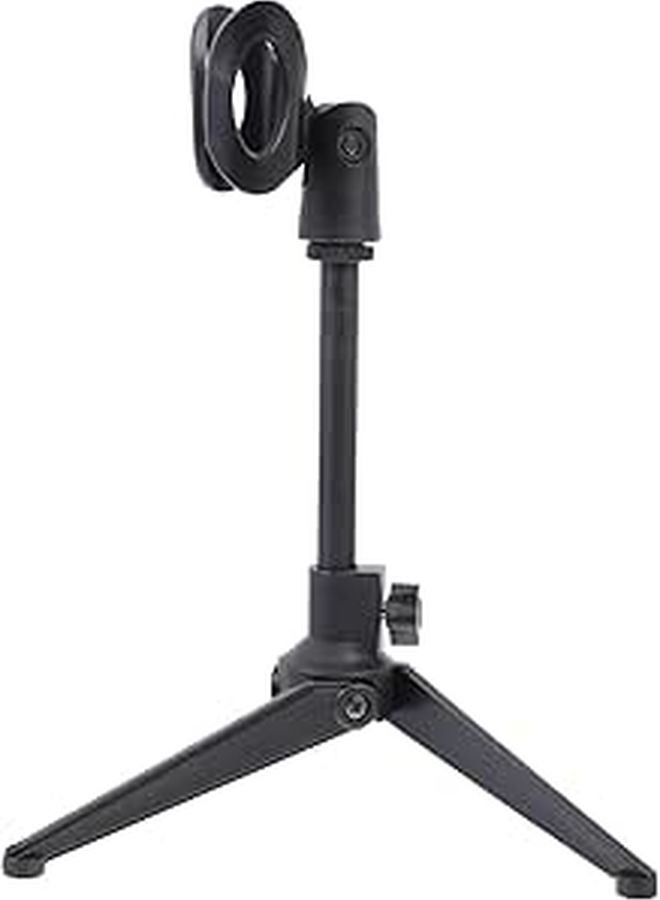 Universal Adjustable Desktop Microphone Stand Tripod Black For Recording Podcasting - Image 1