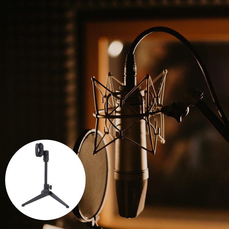 Universal Adjustable Desktop Microphone Stand Tripod Black For Recording Podcasting - Image 5