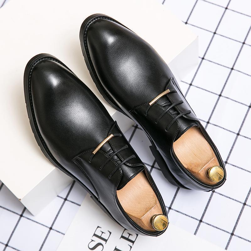 Round Toe Leather Shoes Men'S 2024 Men'S Business Dress Men'S Shoes Casual Fashion Platform Shoes Groom Best Man Wedding Shoes - Image 5