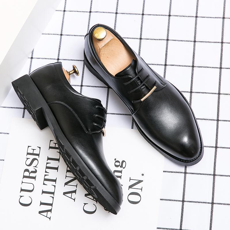 Round Toe Leather Shoes Men'S 2024 Men'S Business Dress Men'S Shoes Casual Fashion Platform Shoes Groom Best Man Wedding Shoes - Image 4