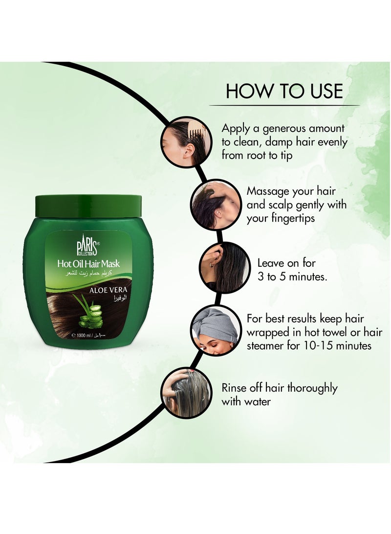 باريس كولكشن قناع الشعر بالزيت الساخن، ماسك الصبار للجنسين 1000 مل - Image 3