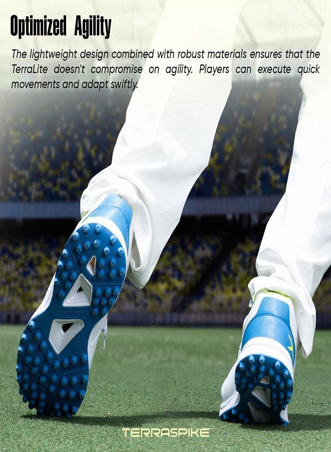 HUNDRED TerraLite Cricket Shoes | TerraSpike Rubber Studs | Embedded Support Plate for Stability | Lightweight & Durable | Ideal for Turf, Ground & Hard Surfaces (White/Blue/Lime ; UK 6) - Image 3