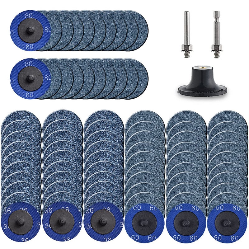 Tshya Quick Change Grinding Disc, 80 Pcs 2 inch Sanding Discs for Die Grinder Accessories, Zirconia Coated 36/60/80 Grit for Surface Prep - Image 1