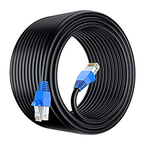 Maximm Cat6 Outdoor Cable 250 feet - Black - Solid Copper 550Mhz, Waterproof Ethernet Cable Suitable for Direct Burial Installations. - Image 1