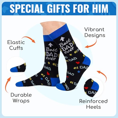 Happy Pop HAPPYPOP Best Dad Ever Gifts - Birthday Gifts For Father Papa, Best Dad Socks - Image 2