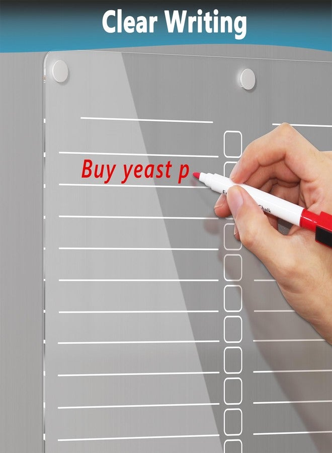 Neatsure Acrylic Grocery List Magnet Pad for Fridge, Reusable to Do List for Refrigerator, Clear Notepad Note Planning Board, Shopping List, Reminders, w/ 8 Colors Markers, 15"x11" - Image 4