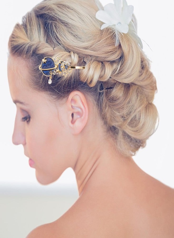 SOLUSTRE 3Pcs Gold Rhinestone Moon Star Hair Clips Vintage Hollow Hair Pin Metal Crystal Hair Clips Hairpins Snap Barrettes Comb Claw Clamp for Wedding Bridal Decorative - Image 3