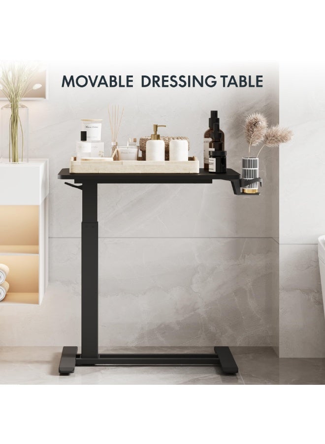 جين فان ل أنا طاولة سرير جانبية قابلة للتعديل، مكتب هوائي متحرك قائم، طاولة كمبيوتر محمول، عربة كمبيوتر متحركة، طاولة سرير جانبية متحركة للاستخدام في المستشفى والمنزل (80 × 40 سم، ارتفاع قابل للتعديل للتمديد والخفض 66-89 سم، طاولة سوداء) - Image 4