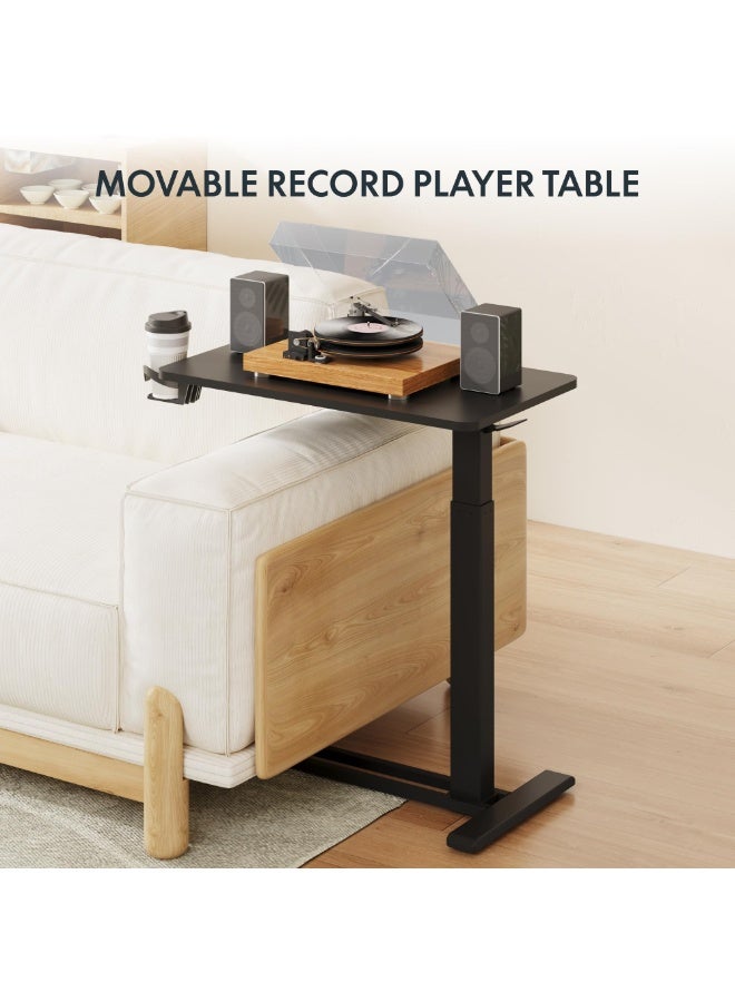 جين فان ل أنا طاولة سرير جانبية قابلة للتعديل، مكتب هوائي متحرك قائم، طاولة كمبيوتر محمول، عربة كمبيوتر متحركة، طاولة سرير جانبية متحركة للاستخدام في المستشفى والمنزل (80 × 40 سم، ارتفاع قابل للتعديل للتمديد والخفض 66-89 سم، طاولة سوداء) - Image 5