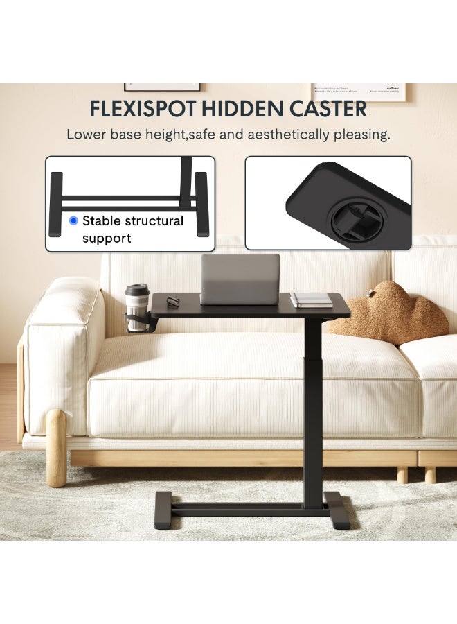 جين فان ل أنا طاولة سرير جانبية قابلة للتعديل، مكتب هوائي متحرك قائم، طاولة كمبيوتر محمول، عربة كمبيوتر متحركة، طاولة سرير جانبية متحركة للاستخدام في المستشفى والمنزل (80 × 40 سم، ارتفاع قابل للتعديل للتمديد والخفض 66-89 سم، طاولة سوداء) - Image 2