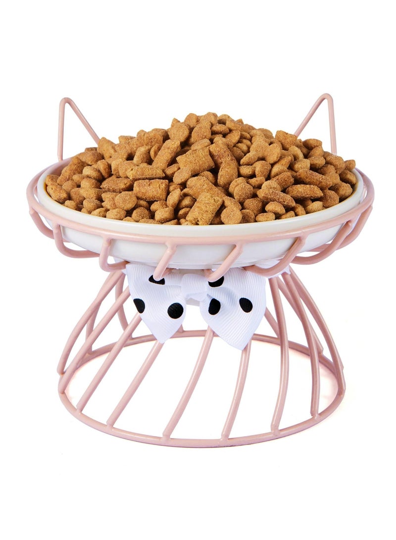 Zikra Cat Food Dishes Elevated Food Bowl with Non Slip Metal Stand Raised Pet Water Bowl Small Dog Tilted Ceramic Water Bowl Dishwasher Safe - Image 1