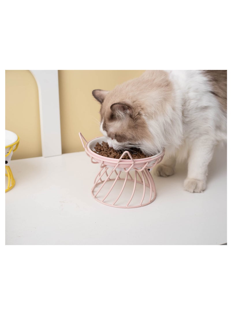 Zikra Cat Food Dishes Elevated Food Bowl with Non Slip Metal Stand Raised Pet Water Bowl Small Dog Tilted Ceramic Water Bowl Dishwasher Safe - Image 3