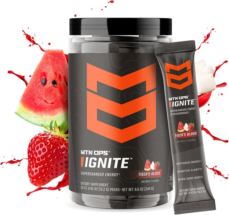 MTN OPS Ignite Trail Packs Supercharged Energy Drink Mix Tigers Blood Tigers Blood - Image 2