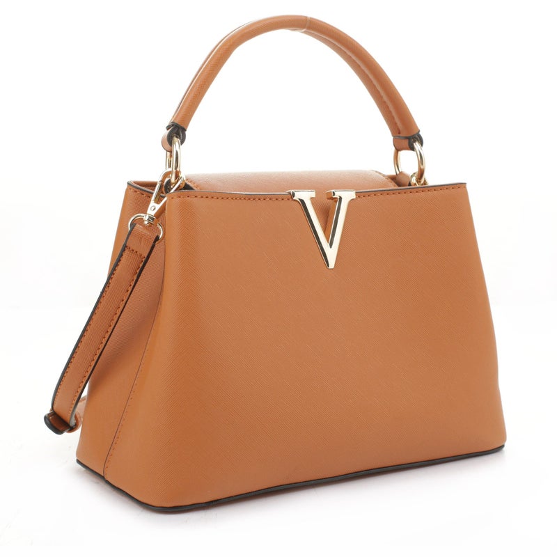 EVVE Womens Small Satchel Bag Classic Top Handle Purses Fashion Crossbody Handbags with Shoulder Strap ORANGE