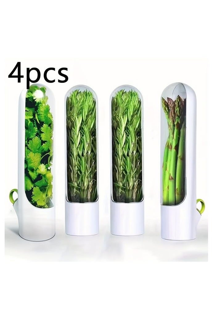 هومستر 4pcs وعاء تخزين المطبخ المضاد للتسرب -قابل لإعادة الاستخدام، قابل للتقليب أعلى منظم بلاستيكي للأعشاب والخضراوات -مثالي للنعوم، سيلنترو، الهليون، الفاصوليا -مثالي لمنظمة الثلاجة - Image 1