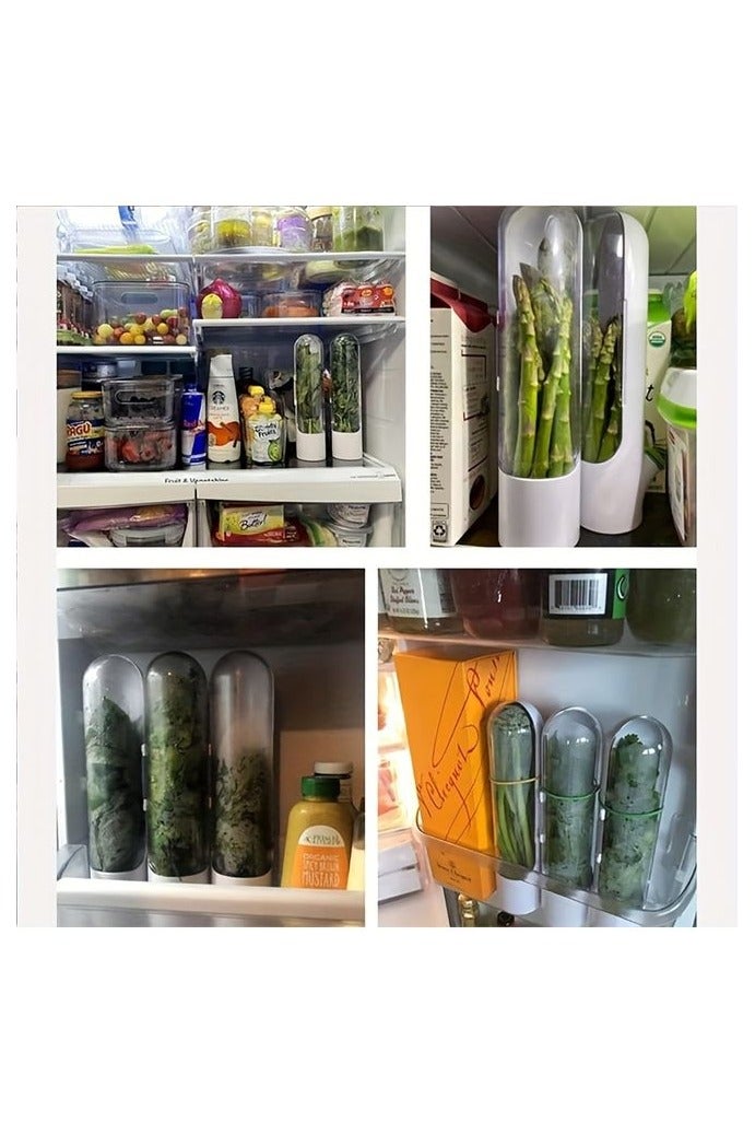 هومستر 4pcs وعاء تخزين المطبخ المضاد للتسرب -قابل لإعادة الاستخدام، قابل للتقليب أعلى منظم بلاستيكي للأعشاب والخضراوات -مثالي للنعوم، سيلنترو، الهليون، الفاصوليا -مثالي لمنظمة الثلاجة - Image 4