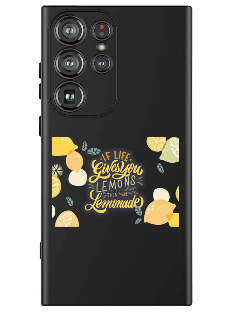 Theodor Protective Slim Fit Case Liquid Silicone Cover with Full Body Protection Anti-Scratch Shockproof Case For Samsung Galaxy S24 Ultra (Black) - When life gives you lemons then make Lemonada - Image 1