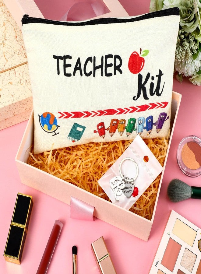 ميتلي مجموعة هدايا تقدير المعلمات من قطعتين من MTLEE، تتضمن حقيبة مكياج نسائية وحقيبة مستحضرات تجميل وسلسلة مفاتيح على شكل حرف R، هدية عيد الميلاد. - Image 2
