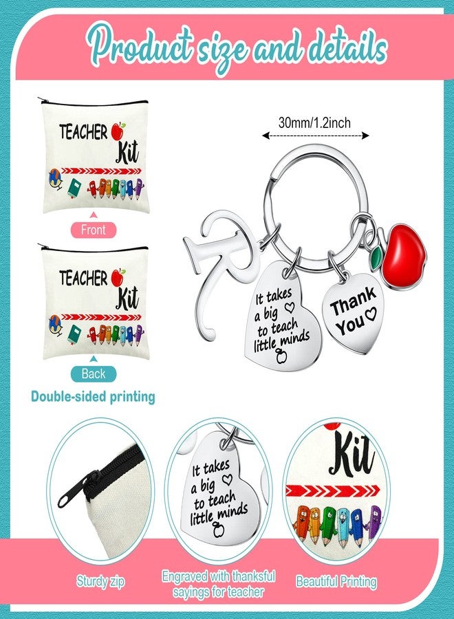 ميتلي مجموعة هدايا تقدير المعلمات من قطعتين من MTLEE، تتضمن حقيبة مكياج نسائية وحقيبة مستحضرات تجميل وسلسلة مفاتيح على شكل حرف R، هدية عيد الميلاد. - Image 5