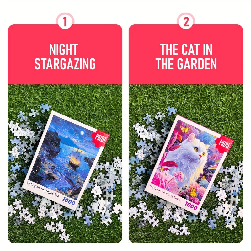 Sailing at Night Mini Puzzle 1000pc High Difficulty Durable Thick Paper Frameless Decorative Painting Gift - Image 3