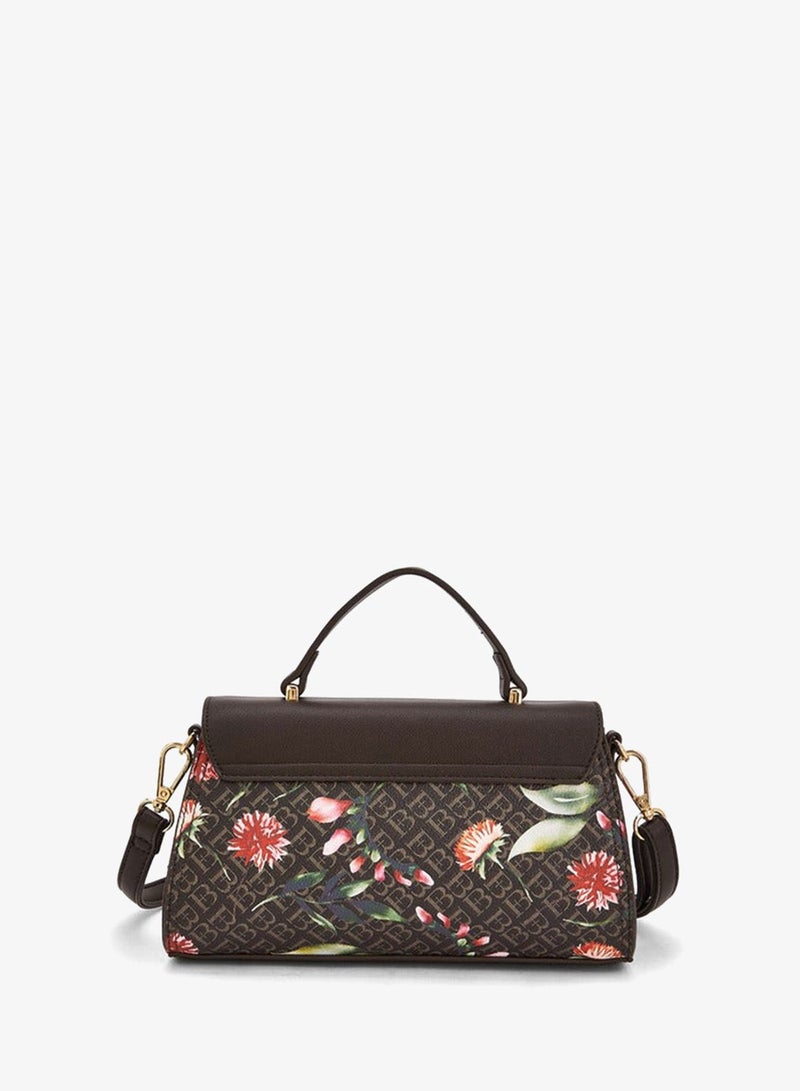 Flora Bella By Shoexpress Floral Bella Monogram Print Satchel Bag with Detachable Strap - Image 5