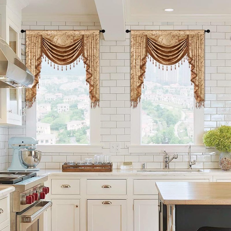 ELKCA European Curtain Valances for Living Room Luxury Window Curtains for Bedroom Rod Pocket W39inch1 Panel - Image 2